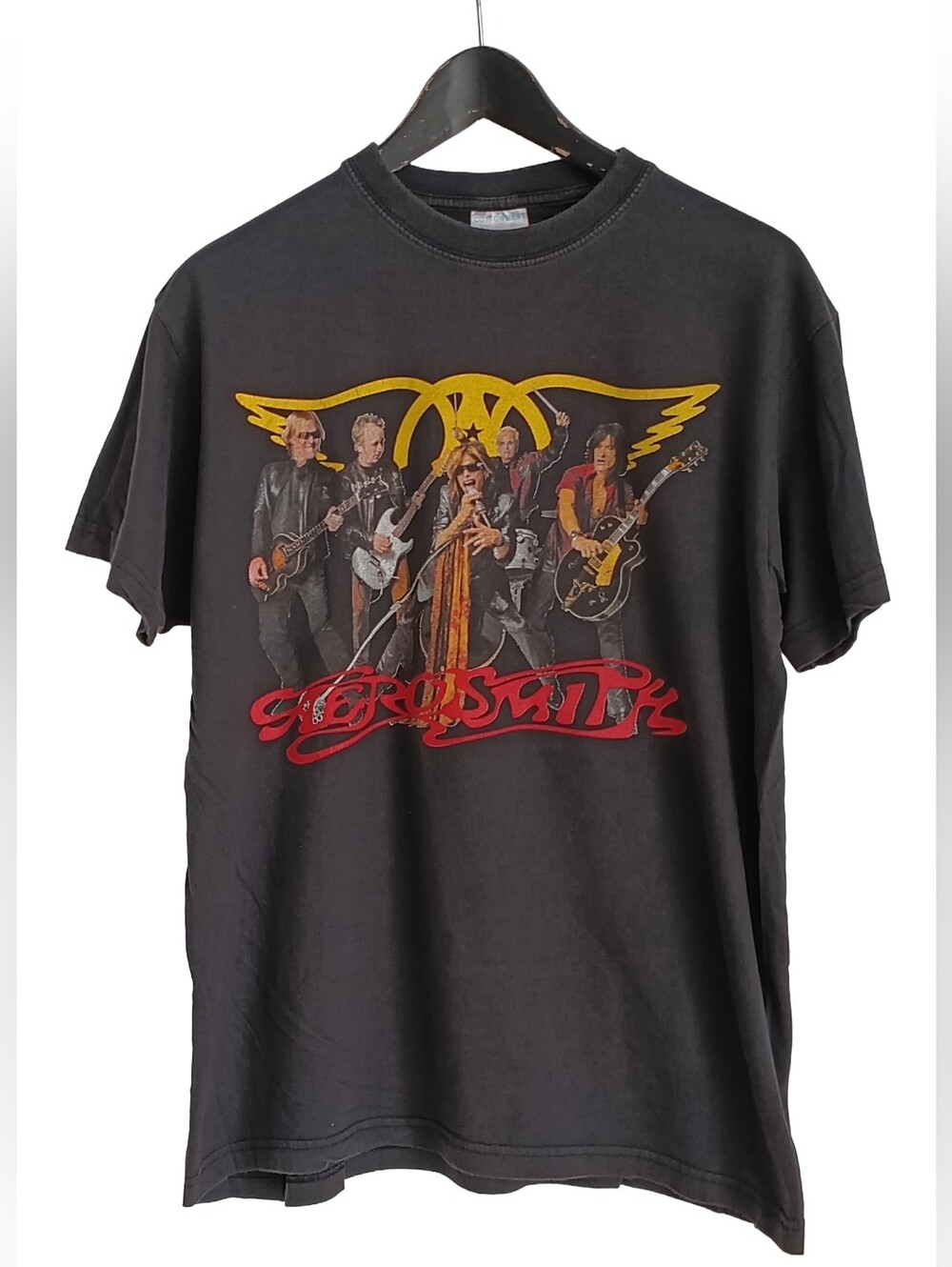 2010 Aerosmith Tour Tee Black Distressed Parking Lot Band Shirt Large